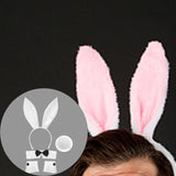 Maxbell Bunny Costume Set Arm Cuffs Animal Ears Hair Band for Halloween Masquerade white