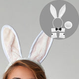 Maxbell Bunny Costume Set Arm Cuffs Animal Ears Hair Band for Halloween Masquerade white