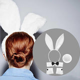 Maxbell Bunny Costume Set Arm Cuffs Animal Ears Hair Band for Halloween Masquerade white