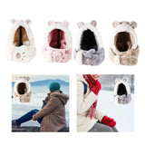 Maxbell 3 in 1 Women’S Hooded Scarf Paw Gloves Hat Headscarf Winter Cute Animal Hat White