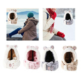 Maxbell 3 in 1 Women’S Hooded Scarf Paw Gloves Hat Headscarf Winter Cute Animal Hat White