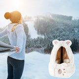 Maxbell 3 in 1 Women’S Hooded Scarf Paw Gloves Hat Headscarf Winter Cute Animal Hat White