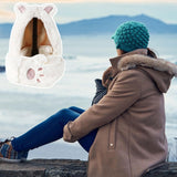 Maxbell 3 in 1 Women’S Hooded Scarf Paw Gloves Hat Headscarf Winter Cute Animal Hat White