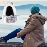 Maxbell 3 in 1 Women’S Hooded Scarf Paw Gloves Hat Headscarf Winter Cute Animal Hat Gray