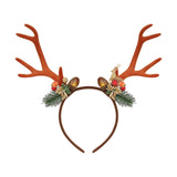 Maxbell Christmas Deer Antlers Headband Ornaments Floral for Halloween Cosplay Decor