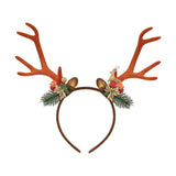 Maxbell Christmas Deer Antlers Headband Ornaments Floral for Halloween Cosplay Decor