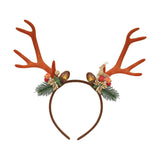 Maxbell Christmas Deer Antlers Headband Ornaments Floral for Halloween Cosplay Decor