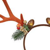 Maxbell Christmas Deer Antlers Headband Ornaments Floral for Halloween Cosplay Decor
