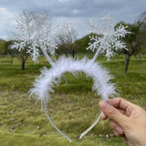 Maxbell Funny Christmas Headband Costume Snowflake Headdress Cosplay for Xmas Decor