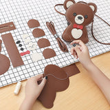 Maxbell 1 Set DIY PU Leather Shoulder Bag Making Cartoon Bucket Bag Parts Handbag Brown