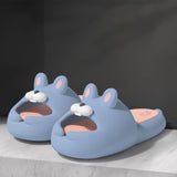 Maxbell Summer Slippers Rabbit Slides Cloudy Sandals for Home Swimming Pool Shower Blue 38 39