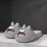 Maxbell Summer Slippers Rabbit Slides Cloudy Sandals for Home Swimming Pool Shower Grey Pink Color 40 41