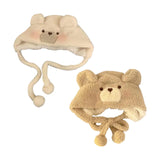 Maxbell Winter Plush Bear Hat Cartoon Lightweight for Skiing Backpacking Props Beige