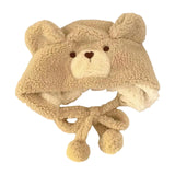 Maxbell Winter Plush Bear Hat Cartoon Lightweight for Skiing Backpacking Props Beige