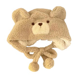 Maxbell Winter Plush Bear Hat Cartoon Lightweight for Skiing Backpacking Props Beige