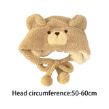 Maxbell Winter Plush Bear Hat Cartoon Lightweight for Skiing Backpacking Props Beige