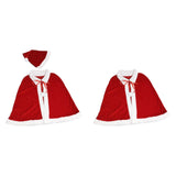 Maxbell Red Velvet Cape Outfits Dress Santa Cape Christmas Cloak for Photo Props With Hat