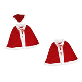 Maxbell Red Velvet Cape Outfits Dress Santa Cape Christmas Cloak for Photo Props With Hat