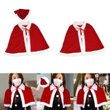 Maxbell Red Velvet Cape Outfits Dress Santa Cape Christmas Cloak for Photo Props With Hat