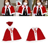 Maxbell Red Velvet Cape Outfits Dress Santa Cape Christmas Cloak for Photo Props With Hat