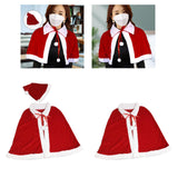 Maxbell Red Velvet Cape Outfits Dress Santa Cape Christmas Cloak for Photo Props With Hat