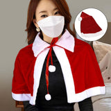 Maxbell Red Velvet Cape Outfits Dress Santa Cape Christmas Cloak for Photo Props With Hat