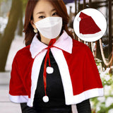 Maxbell Red Velvet Cape Outfits Dress Santa Cape Christmas Cloak for Photo Props With Hat