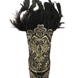Maxbell Women's Black Lace Gloves with Feather for Party Cosplay Costume