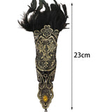 Maxbell Women's Black Lace Gloves with Feather for Party Cosplay Costume