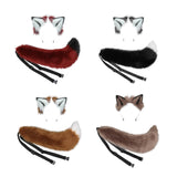 Maxbell Plush Wolf Ears and Tail Set Lolita Cosplay for Stage Shows Dress up Props Red and White