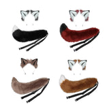 Maxbell Plush Wolf Ears and Tail Set Lolita Cosplay for Stage Shows Dress up Props Red and White
