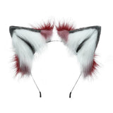 Maxbell Plush Wolf Ears and Tail Set Lolita Cosplay for Stage Shows Dress up Props Red and White