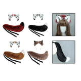 Maxbell Plush Wolf Ears and Tail Set Lolita Cosplay for Stage Shows Dress up Props Red and White