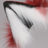 Maxbell Plush Wolf Ears and Tail Set Lolita Cosplay for Stage Shows Dress up Props Red and White
