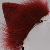 Maxbell Plush Wolf Ears and Tail Set Lolita Cosplay for Stage Shows Dress up Props Red and White