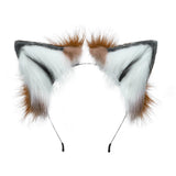 Maxbell Plush Wolf Ears and Tail Set Lolita Cosplay for Stage Shows Dress up Props Brown And White