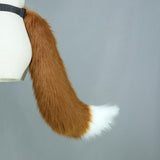 Maxbell Plush Wolf Ears and Tail Set Lolita Cosplay for Stage Shows Dress up Props Brown And White