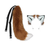 Maxbell Plush Wolf Ears and Tail Set Lolita Cosplay for Stage Shows Dress up Props Brown And White