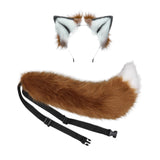 Maxbell Plush Wolf Ears and Tail Set Lolita Cosplay for Stage Shows Dress up Props Brown And White