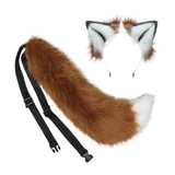 Maxbell Plush Wolf Ears and Tail Set Lolita Cosplay for Stage Shows Dress up Props Brown And White