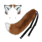 Maxbell Plush Wolf Ears and Tail Set Lolita Cosplay for Stage Shows Dress up Props Brown And White