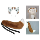 Maxbell Plush Wolf Ears and Tail Set Lolita Cosplay for Stage Shows Dress up Props Brown And White