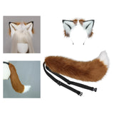Maxbell Plush Wolf Ears and Tail Set Lolita Cosplay for Stage Shows Dress up Props Brown And White