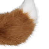 Maxbell Plush Wolf Ears and Tail Set Lolita Cosplay for Stage Shows Dress up Props Brown And White