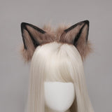 Maxbell Plush Wolf Ears and Tail Set Lolita Cosplay for Stage Shows Dress up Props Khaki