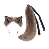 Maxbell Plush Wolf Ears and Tail Set Lolita Cosplay for Stage Shows Dress up Props Khaki