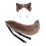 Maxbell Plush Wolf Ears and Tail Set Lolita Cosplay for Stage Shows Dress up Props Khaki