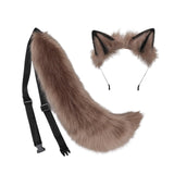 Maxbell Plush Wolf Ears and Tail Set Lolita Cosplay for Stage Shows Dress up Props Khaki