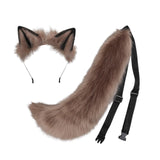 Maxbell Plush Wolf Ears and Tail Set Lolita Cosplay for Stage Shows Dress up Props Khaki
