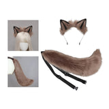 Maxbell Plush Wolf Ears and Tail Set Lolita Cosplay for Stage Shows Dress up Props Khaki
